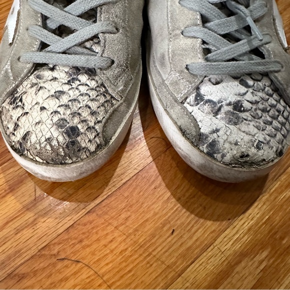 Golden Goose Superstar distressed snake-effect leather and suede sneakers SZ 38 - Picture 4 of 10